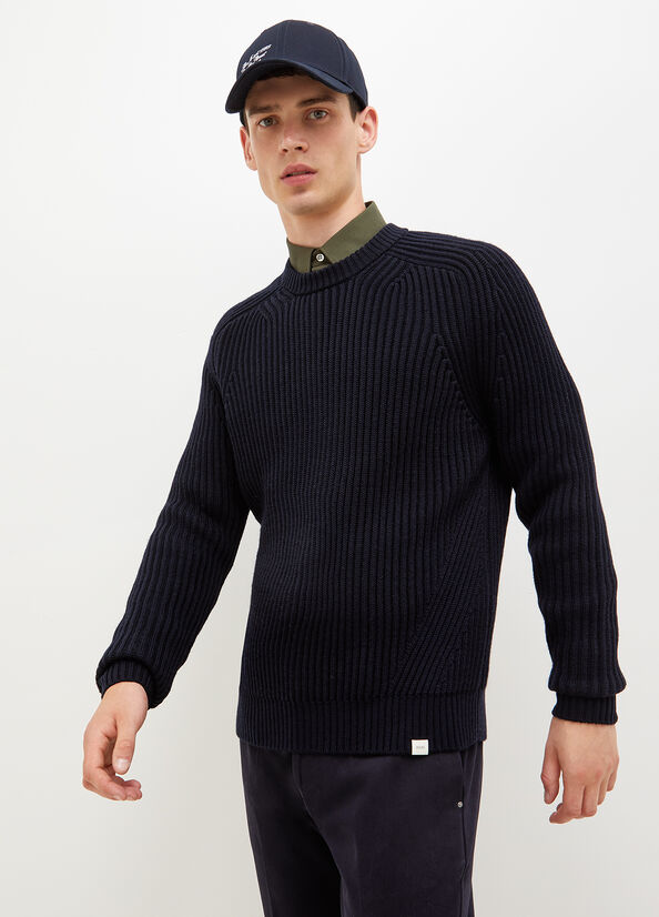 Chandails Liu Jo Laine Pullover Homme Bleu Foncé | DGB-076458