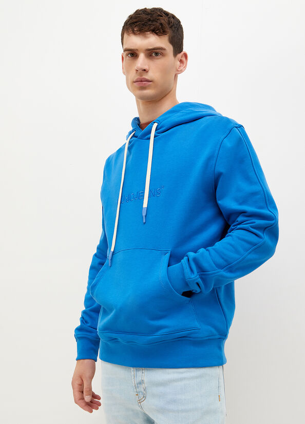 Chandails Liu Jo Logo Hoodie Homme Bleu Royal Bleu | QOB-679043