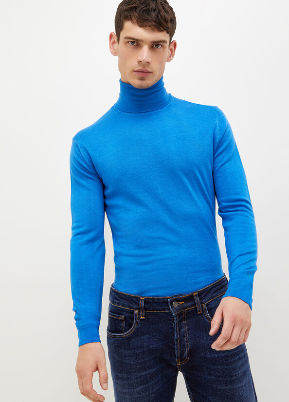 Chandails Liu Jo Pure Turtleneck Homme Bleu Royal Bleu | AOL-069241