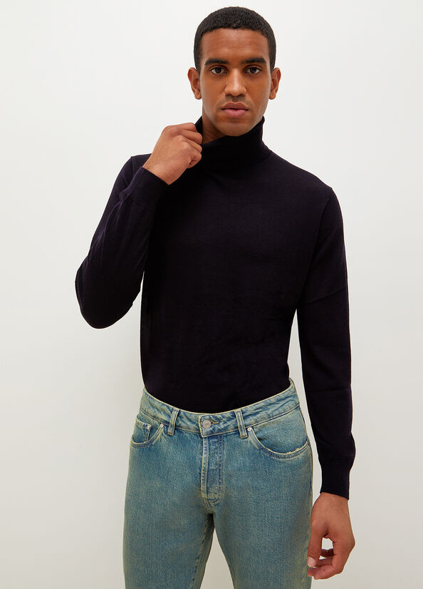 Chandails Liu Jo Virgin Turtleneck Homme Bleu Foncé | EOL-872196