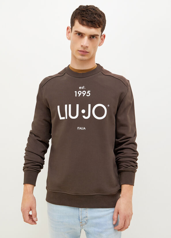 Chandails Liu Jo With Logo 1995 Homme Marron Foncé | QBX-930874