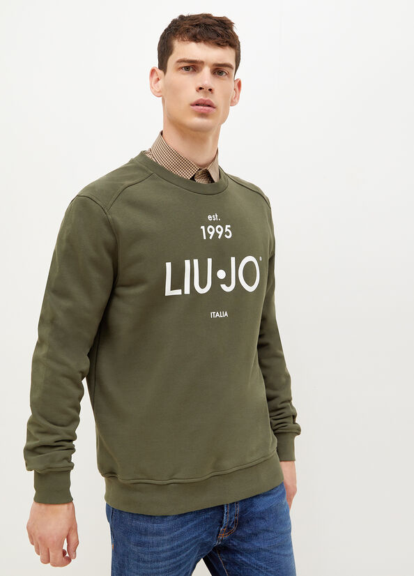 Chandails Liu Jo With Logo 1995 Homme Vert | UBJ-276389