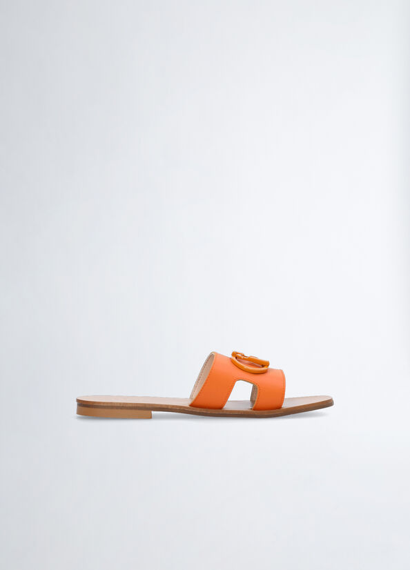 Chaussures Plates Liu Jo With Logo Femme Orange | JAQ-245038