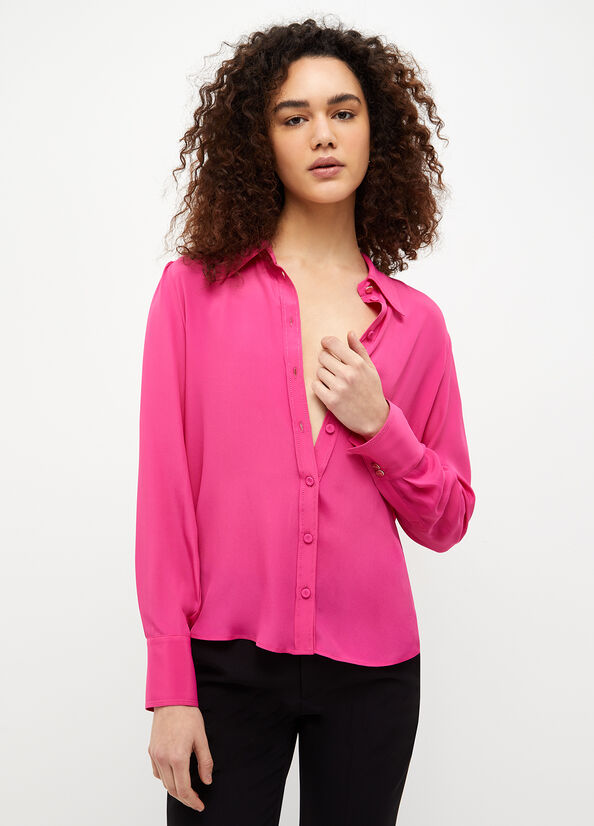 Chemises Liu Jo Crepe De Chine Femme Fushia | ZUP-439710