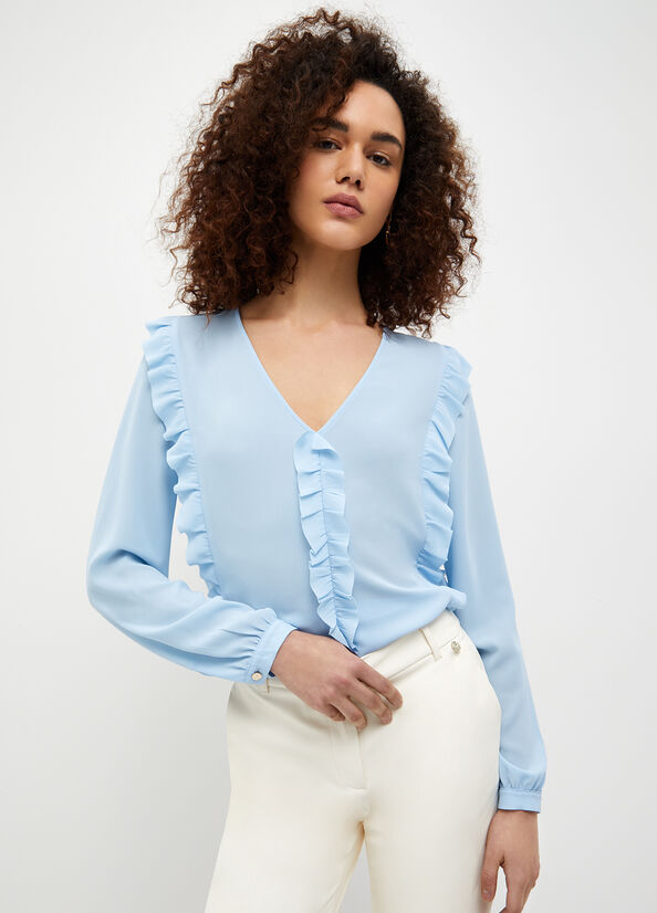 Chemises Liu Jo Eco-Friendly Blouse Femme Bleu Clair | SFZ-954132