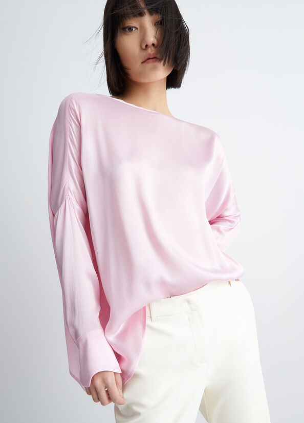 Chemises Liu Jo Silk Blend Blouse Femme Rose | BEN-695240