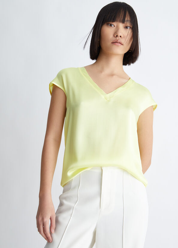 Chemises Liu Jo Silk Blend Blouse Femme Jaune | WNC-289635