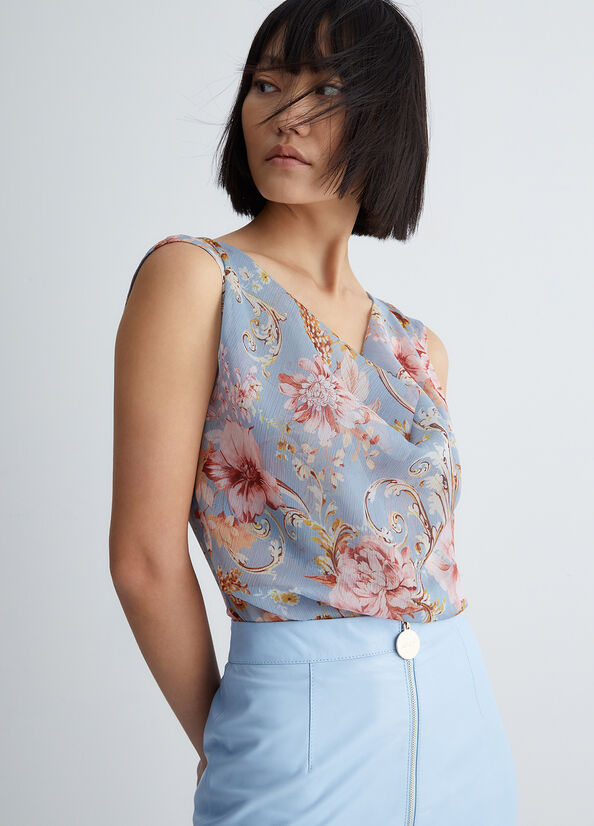 Hauts Liu Jo Eco-Friendly Floral Femme Bleu | BZM-021795