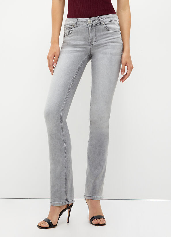 Jean Skinny Liu Jo Stretch Denim Cut Femme Grise | URL-820534