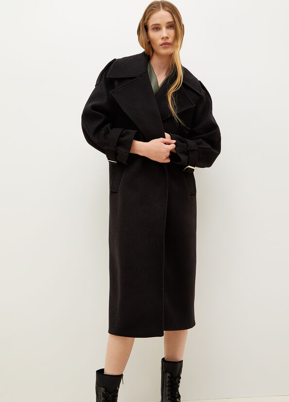 Manteaux Liu Jo Laine Blend Trench Femme Noir | HVA-258763