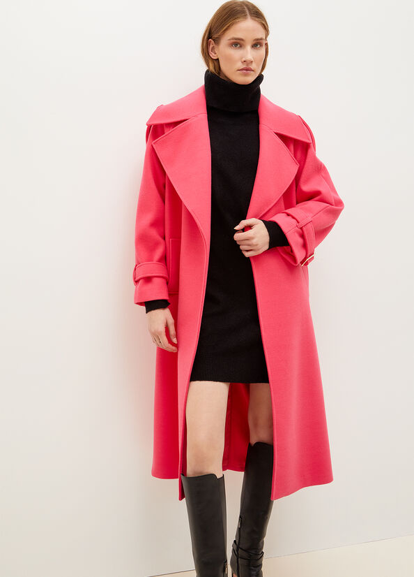 Manteaux Liu Jo Laine Blend Trench Femme Fushia | RKJ-049725