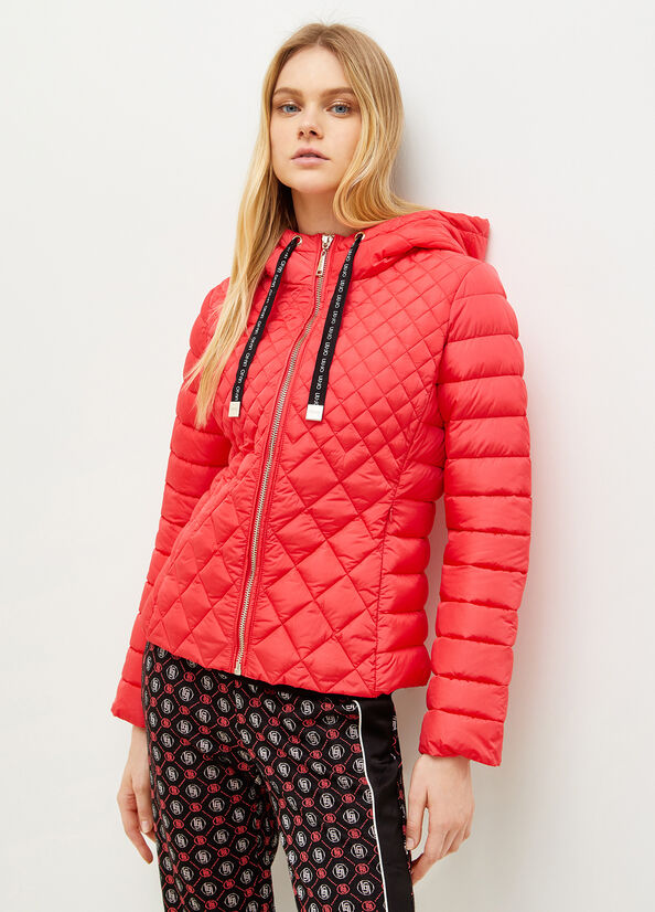 Manteaux Liu Jo Matelassé Down With Hood Femme Fushia | HTZ-652374