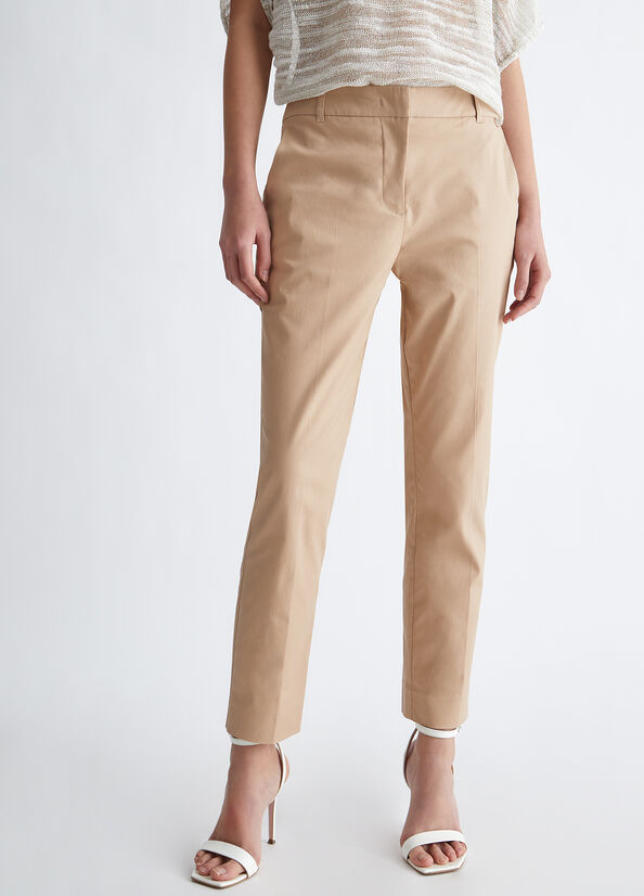 Pantalon Liu Jo Eco-Friendly Cigarette Femme Beige | SDC-492630