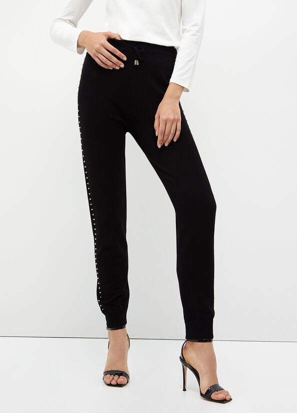 Pantalon Liu Jo Eco-Friendly With Studs Femme Noir | WBD-487530