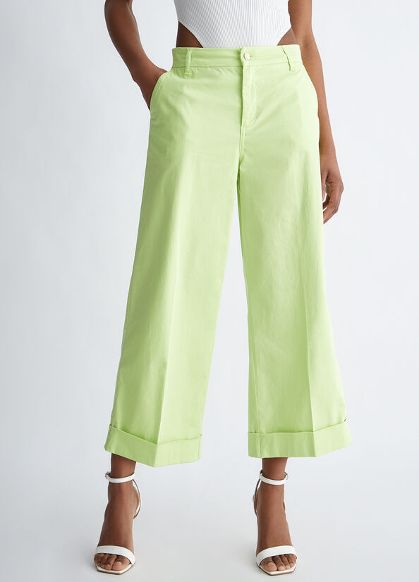 Pantalon Liu Jo Flared Cropped Femme Vert | LVD-285417