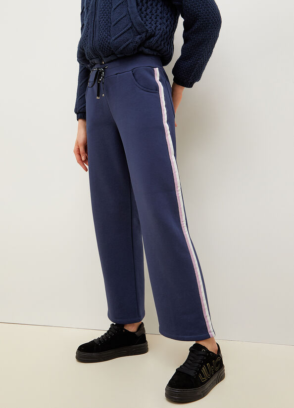 Pantalon Liu Jo Fleece Jogging Femme Bleu | HUM-270394