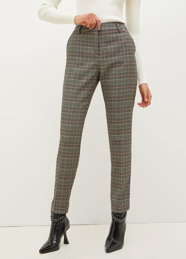 Pantalon Liu Jo Glen Plaid Cigarette Femme Grise | VIL-512064