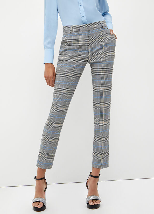 Pantalon Liu Jo Glen Plaid Femme Grise | AVQ-218605