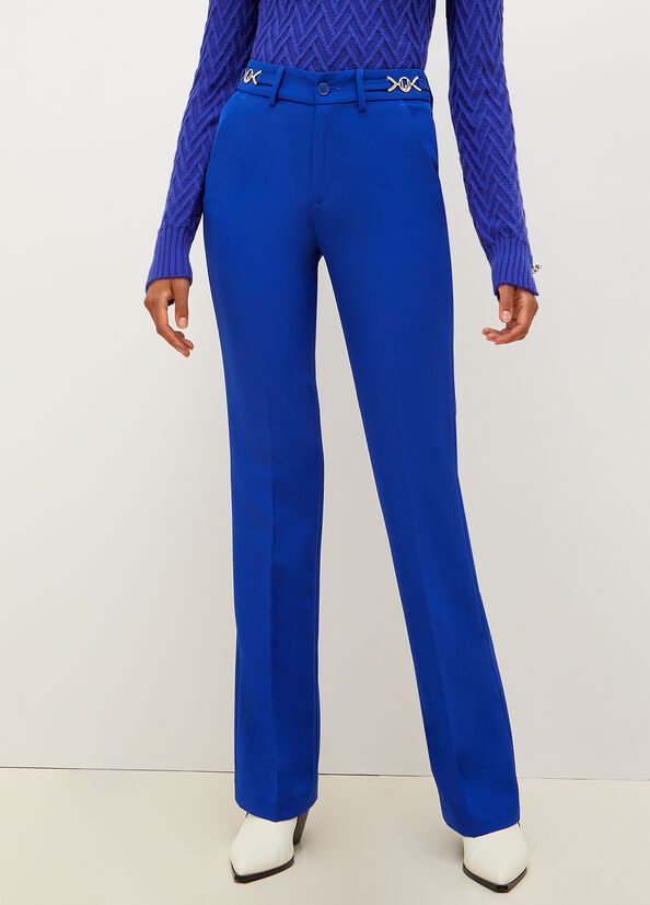 Pantalon Liu Jo High-Rise Stretch Femme Bleu | RMF-765298