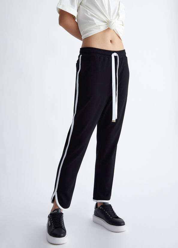 Pantalon Liu Jo Jogging Femme Noir Blanche | TUR-634278