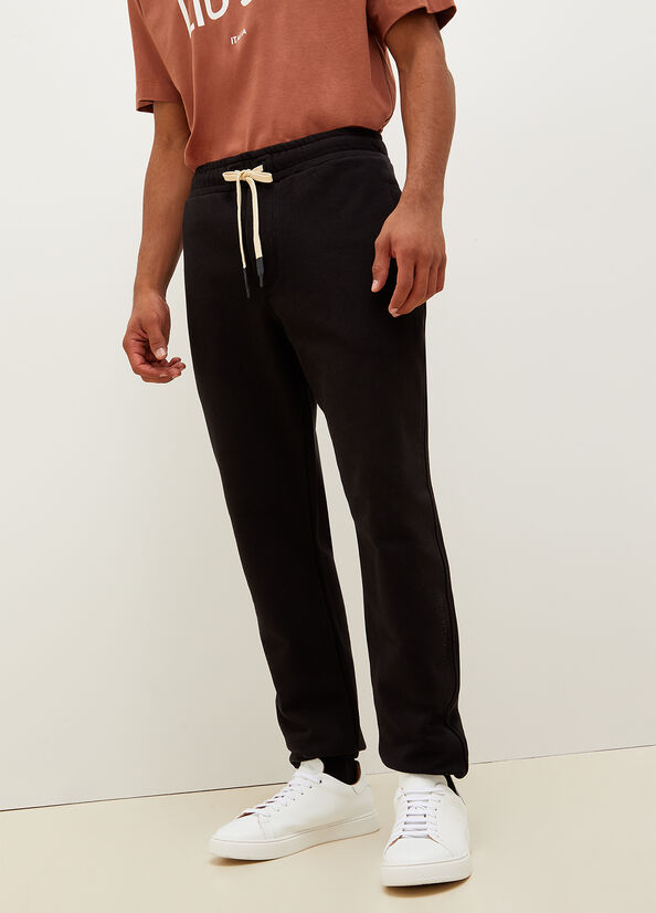 Pantalon Liu Jo Pure Coton Joggers Homme Noir | UAM-360487