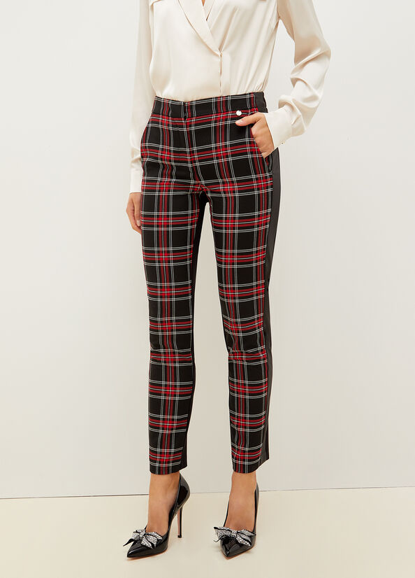 Pantalon Liu Jo Slim Fit Tartan Femme Noir Rouge | UQY-526810