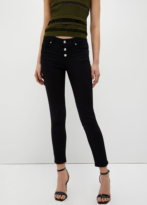 Pantalon Liu Jo Stretch Bottom Up Femme Noir | NIG-360279