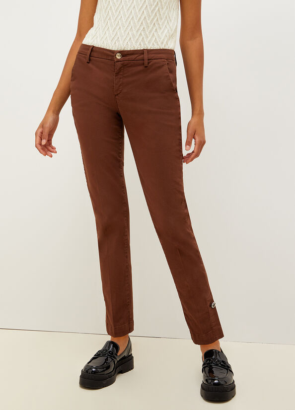 Pantalon Liu Jo Stretch Coton Chinos Femme Marron | MOQ-482536