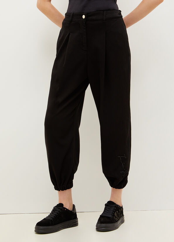 Pantalon Liu Jo Stretch Coton Fleece Femme Noir | SLY-984532