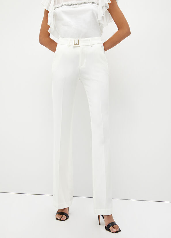 Pantalon Liu Jo Stretch Lj Femme Blanche | QFJ-546138