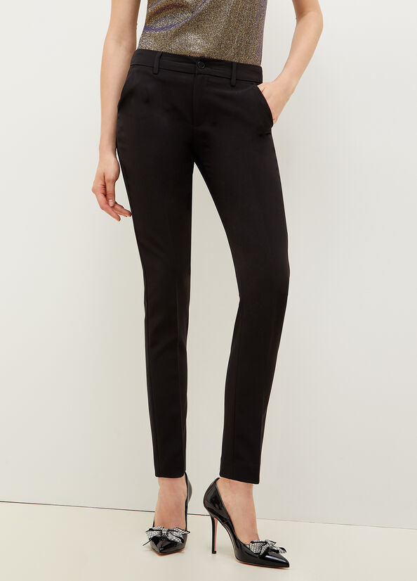 Pantalon Liu Jo Twill Chinos Femme Noir | BXT-397106