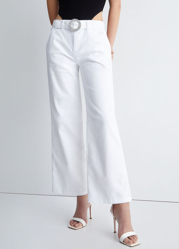 Pantalon Liu Jo With Jewel Boucle Femme Blanche | ZXF-157380