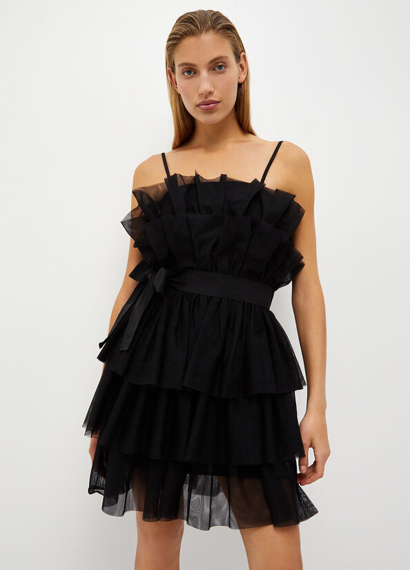 Peignoir Liu Jo Corta Tulle Femme Noir | AMS-825719