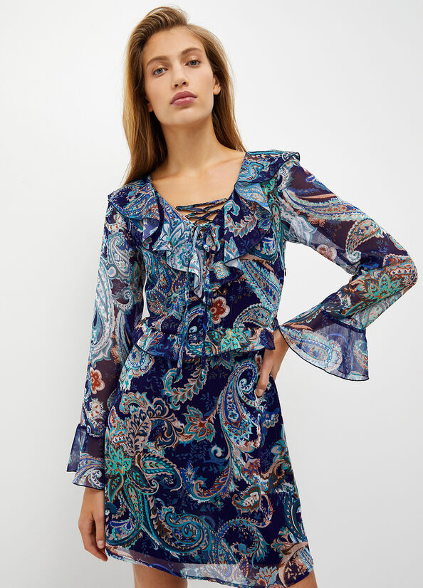 Peignoir Liu Jo Paisley-Print Femme Turquoise | UKY-410982