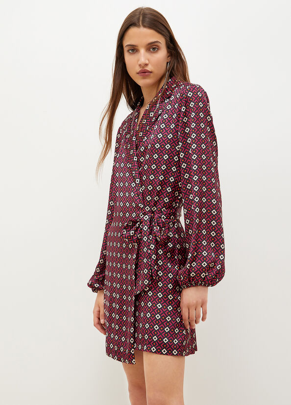 Peignoir Liu Jo With Geometric Print Femme Bordeaux | REZ-768420