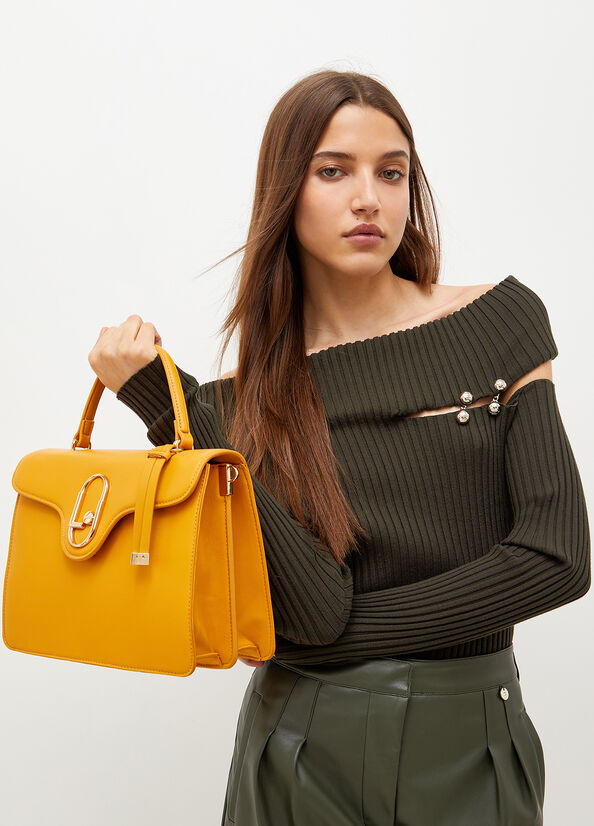 Sac À Main Liu Jo Eco-Friendly With Charm Femme Jaune | DVU-783509