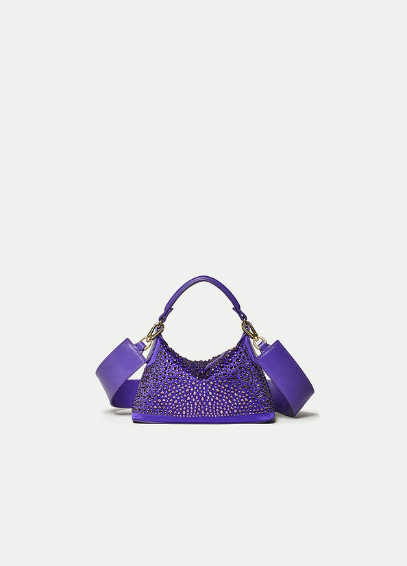 Sacs Crossbody Liu Jo Mini Hobo With Gemstones Femme Violette | QSA-065413