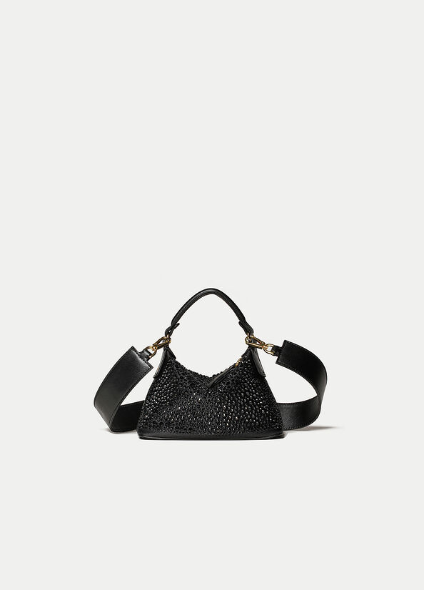 Sacs Crossbody Liu Jo Mini Hobo With Gemstones Femme Noir | VPC-451693