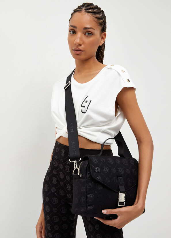 Sacs Crossbody Liu Jo Monogram Femme Noir | QWG-673049