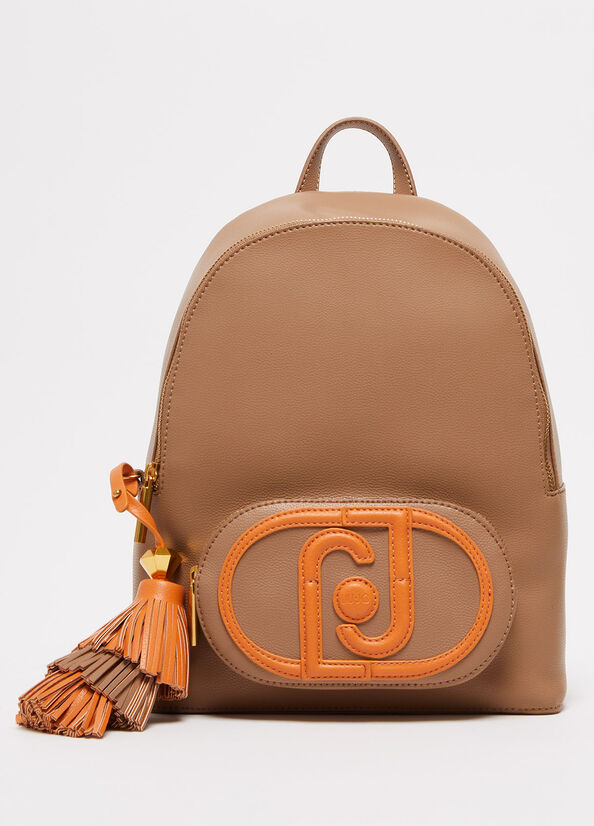 Sacs À Dos Liu Jo With Logo And Charm Femme Marron | BRY-817503