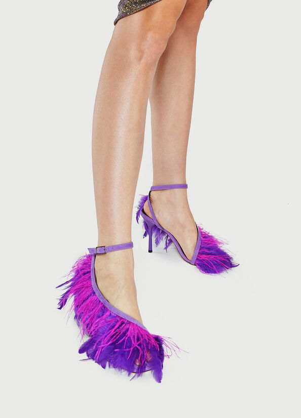 Sandales Liu Jo With Heel And Feathers Femme Violette | UME-513289