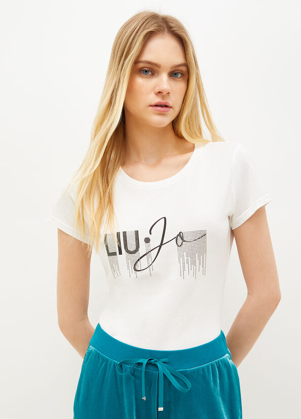 T Shirts Liu Jo Eco-Friendly Femme Blanche | DTJ-609482