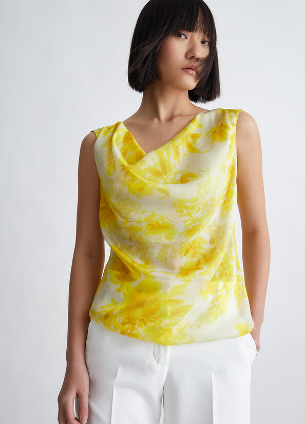 T Shirts Liu Jo Floral Femme Jaune | NOA-965721