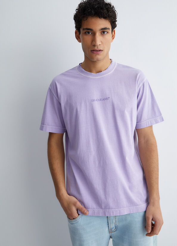 T Shirts Liu Jo With Logo Homme Violette | KHF-316504