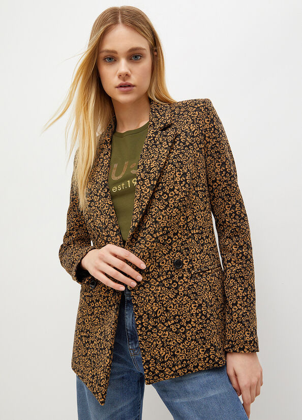 Vestes Liu Jo Animal-Print Jersey Blazer Femme Cuivre | FTY-530964