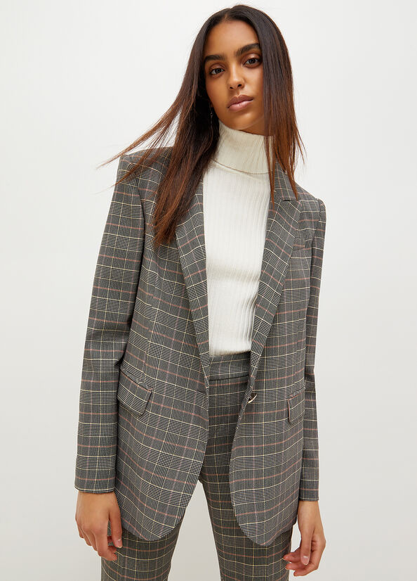 Vestes Liu Jo Glen Plaid Blazer Femme Grise | WRK-163059