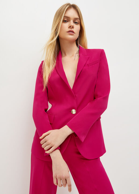 Vestes Liu Jo High-Tech Stretch Fabric Blazer Femme Fushia | BVX-567103